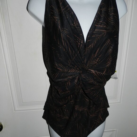 MICHAEL Kors Plus Size 18 Deep 1-Pc Swimsuit Abstract Palm🆕📦⌚🏃🏻💨⚡🚚 - Picture 3 of 16